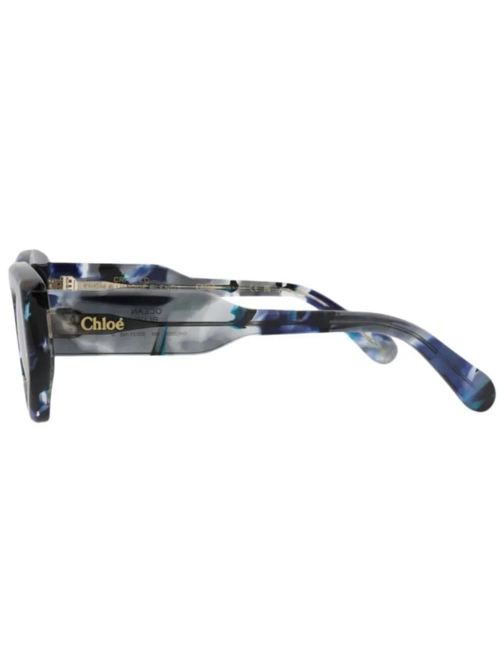 New Chloé Women's Sunglasses Cat Eye Recycled Acetate Frame Blue Blue Grey